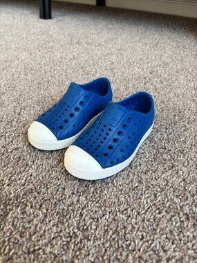 Native Shoes Kids Blue Slip-On Sneakers with White Toe